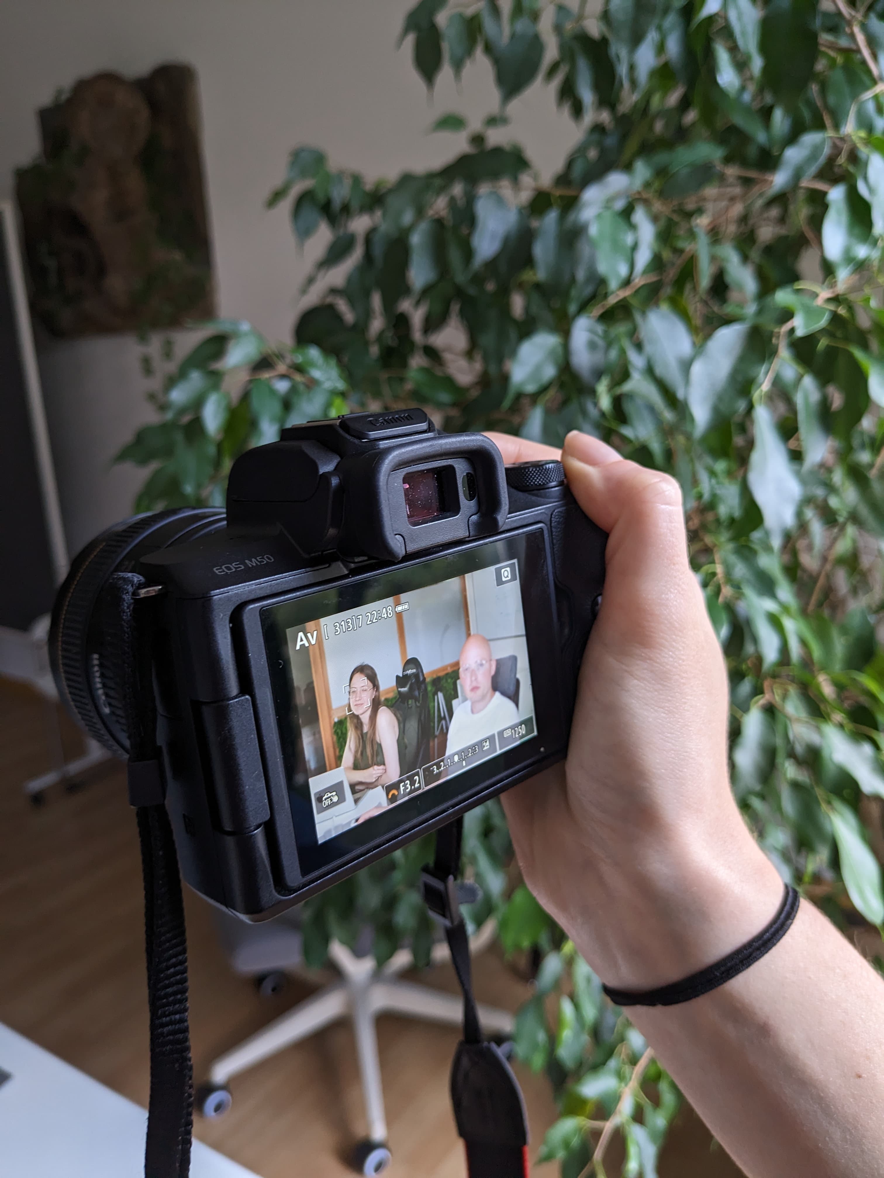 Hand holding camera